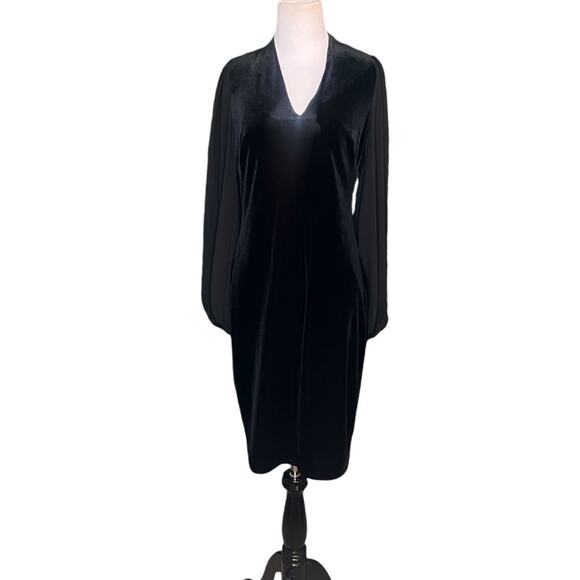 NWOT Black Vince Camuto Velvet Chiffon Bodycon Dress – Sz 6 - Picture 3 of 9